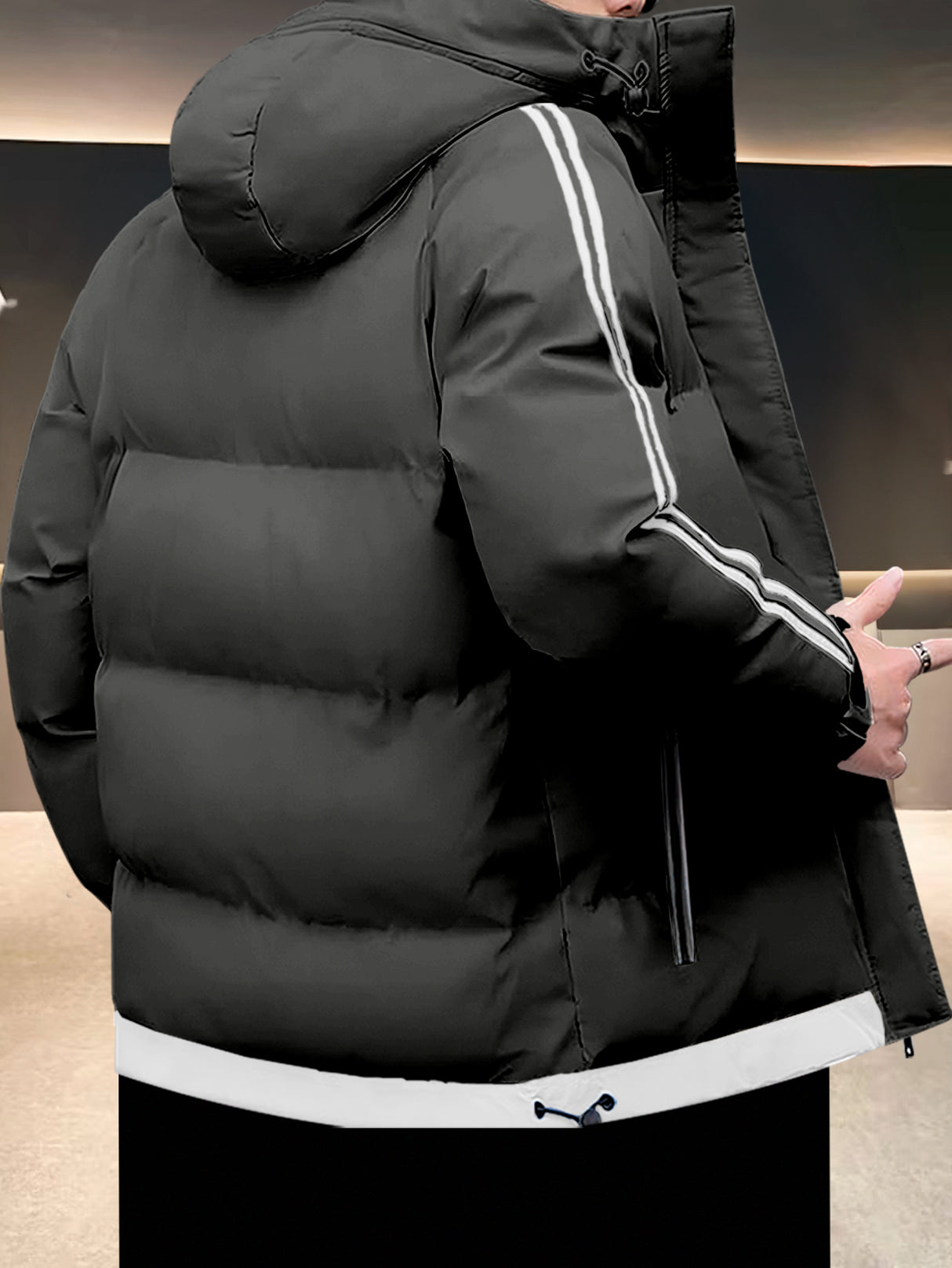 Chamarra para Hombre Impermeable de Invierno, Moderna, Cierre con Capucha, Estilo Casual, Cálida.