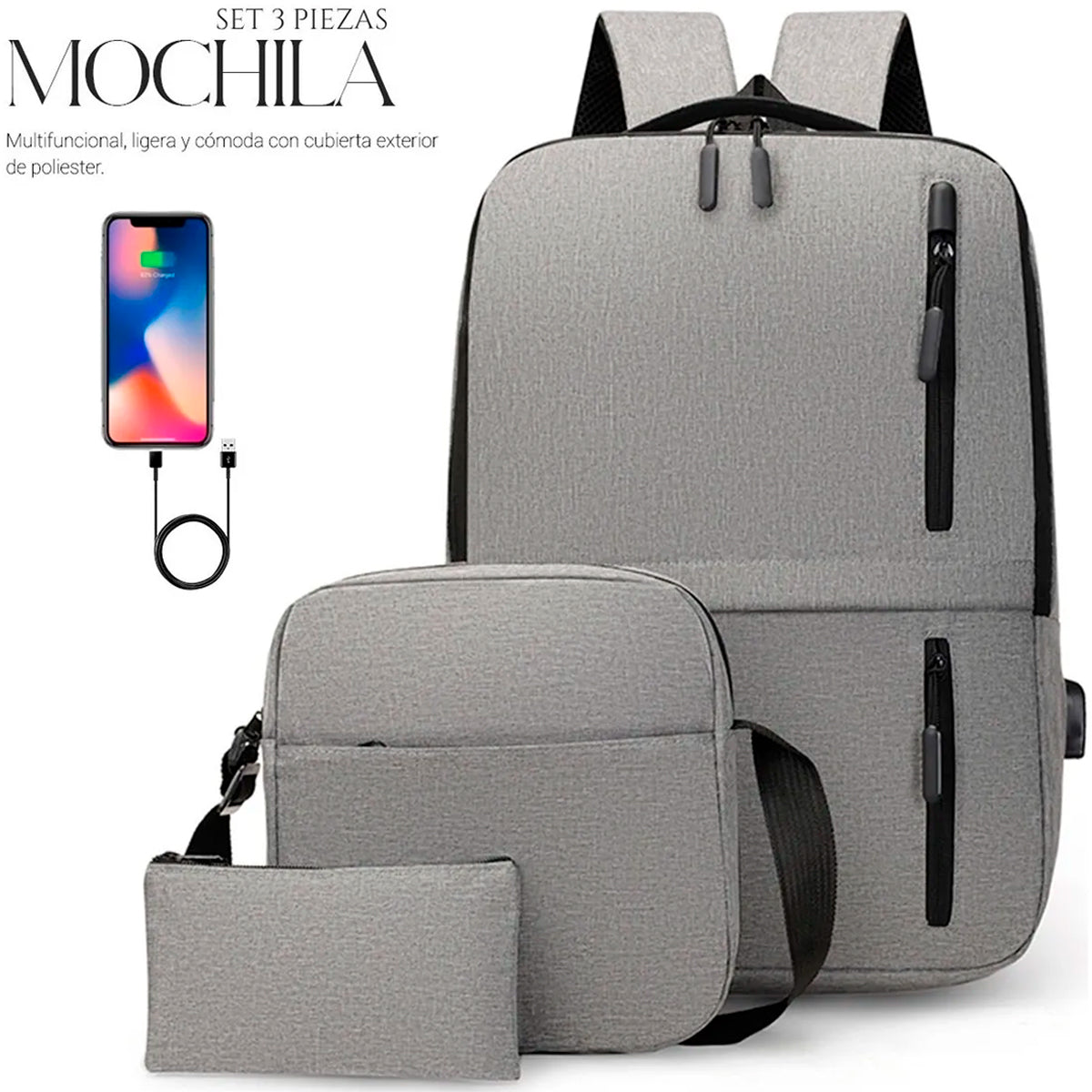 Set Mochila Backpack (3pzas)
