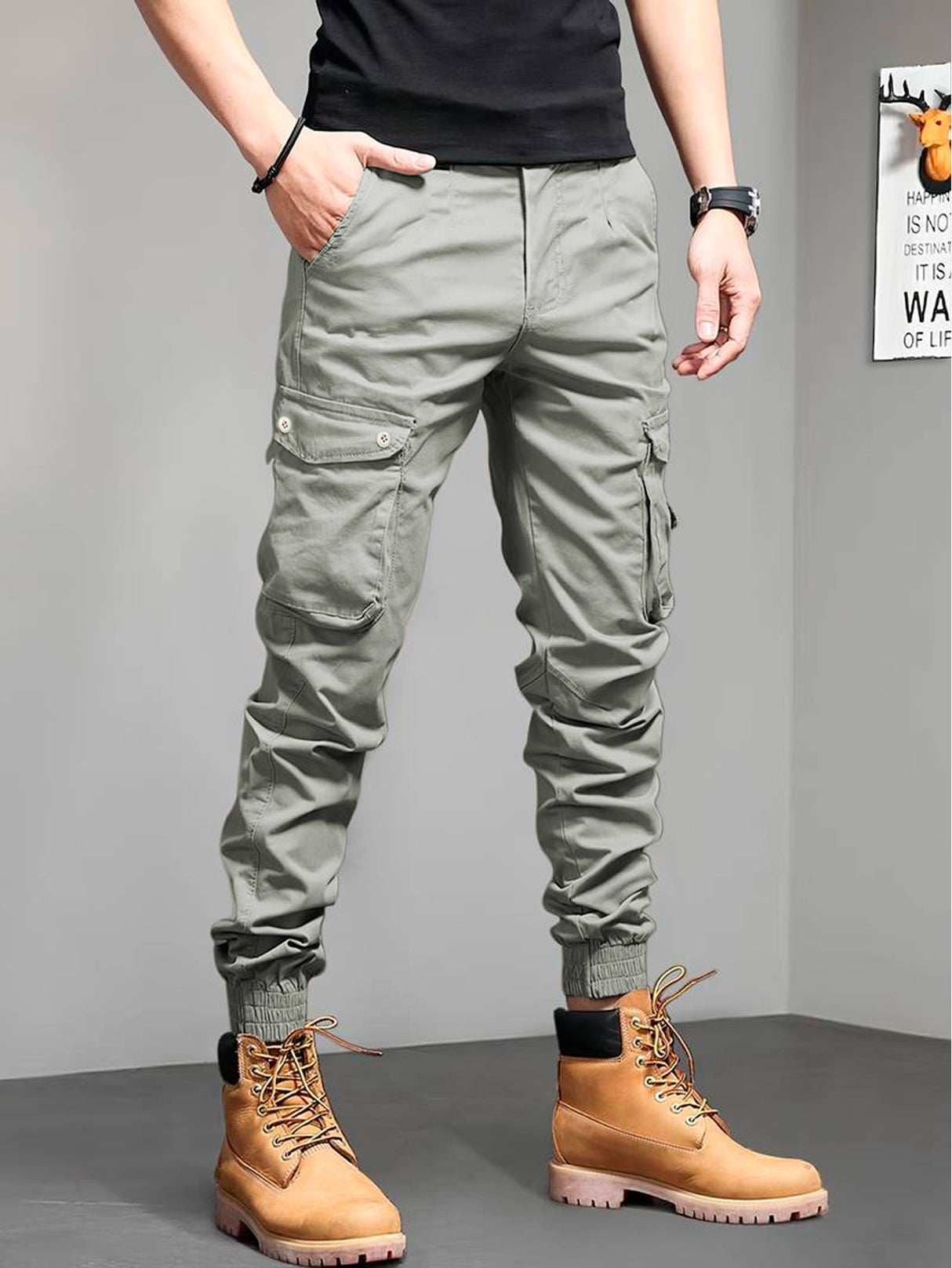 Pantalones Cargo Skinny para Hombre Pantalon tipo Cargo con Bolsas Laterales Mayoreo