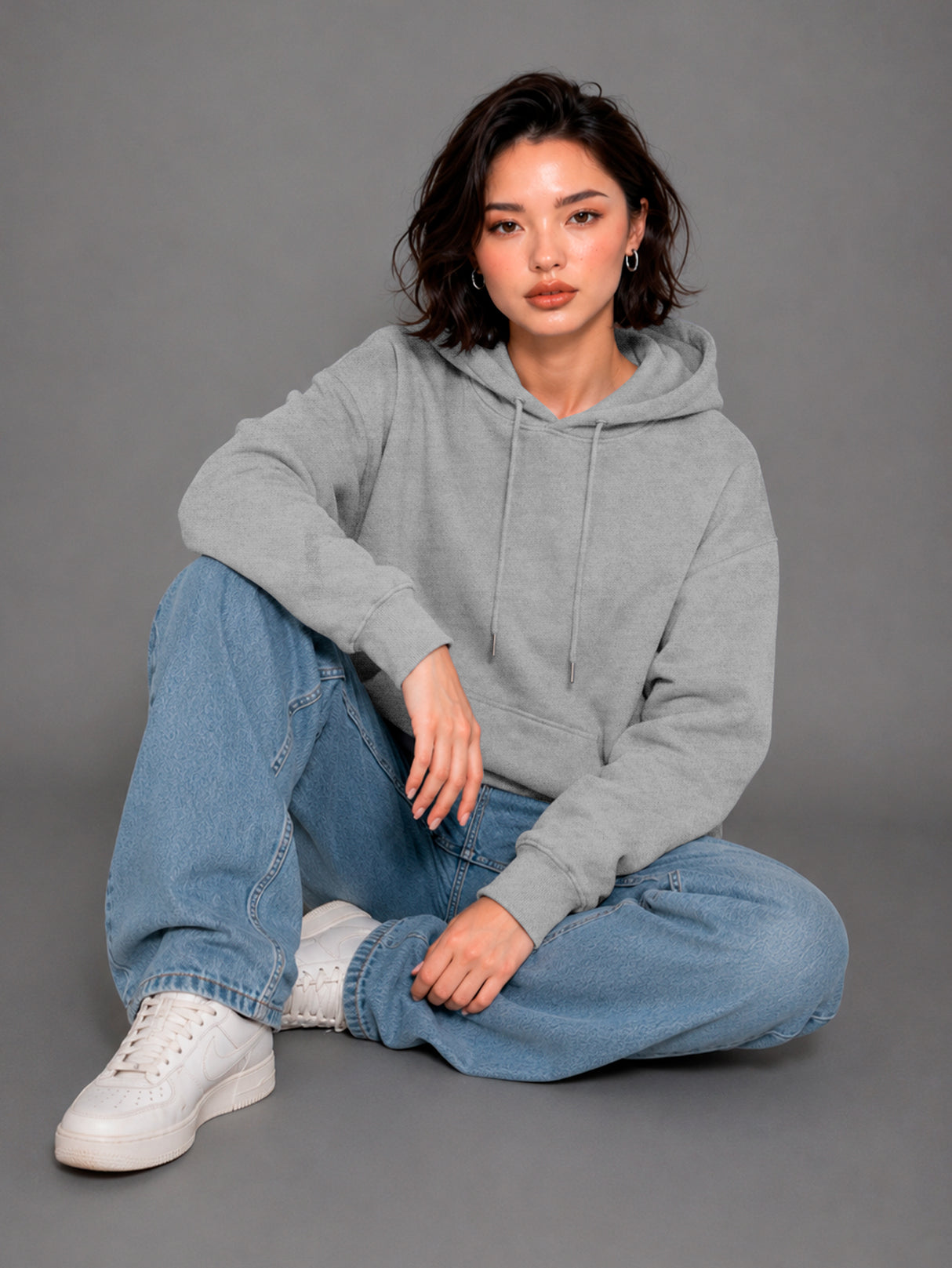 Sudadera con Capucha para Mujer Manga Larga Hoodie sin Cierre