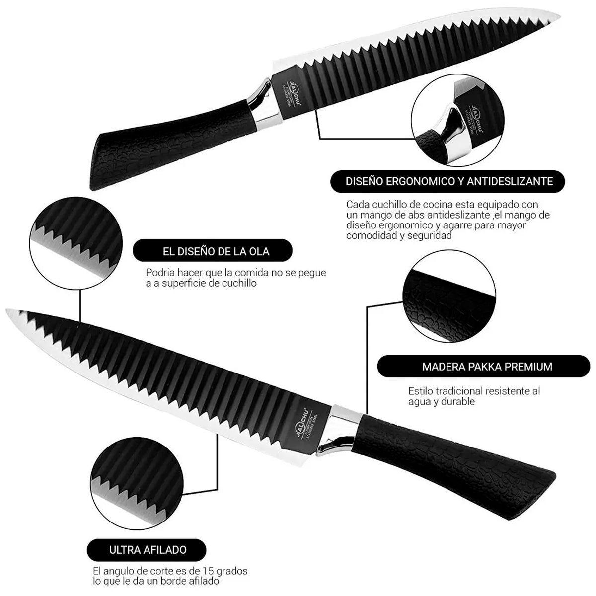 Juego De Cuchillos 6 Pz Cocina Profesional Acero Inoxidable