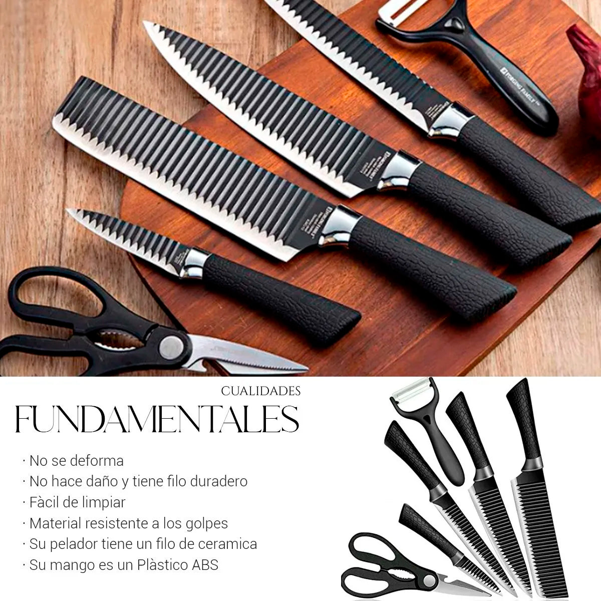 Juego De Cuchillos 6 Pz Cocina Profesional Acero Inoxidable