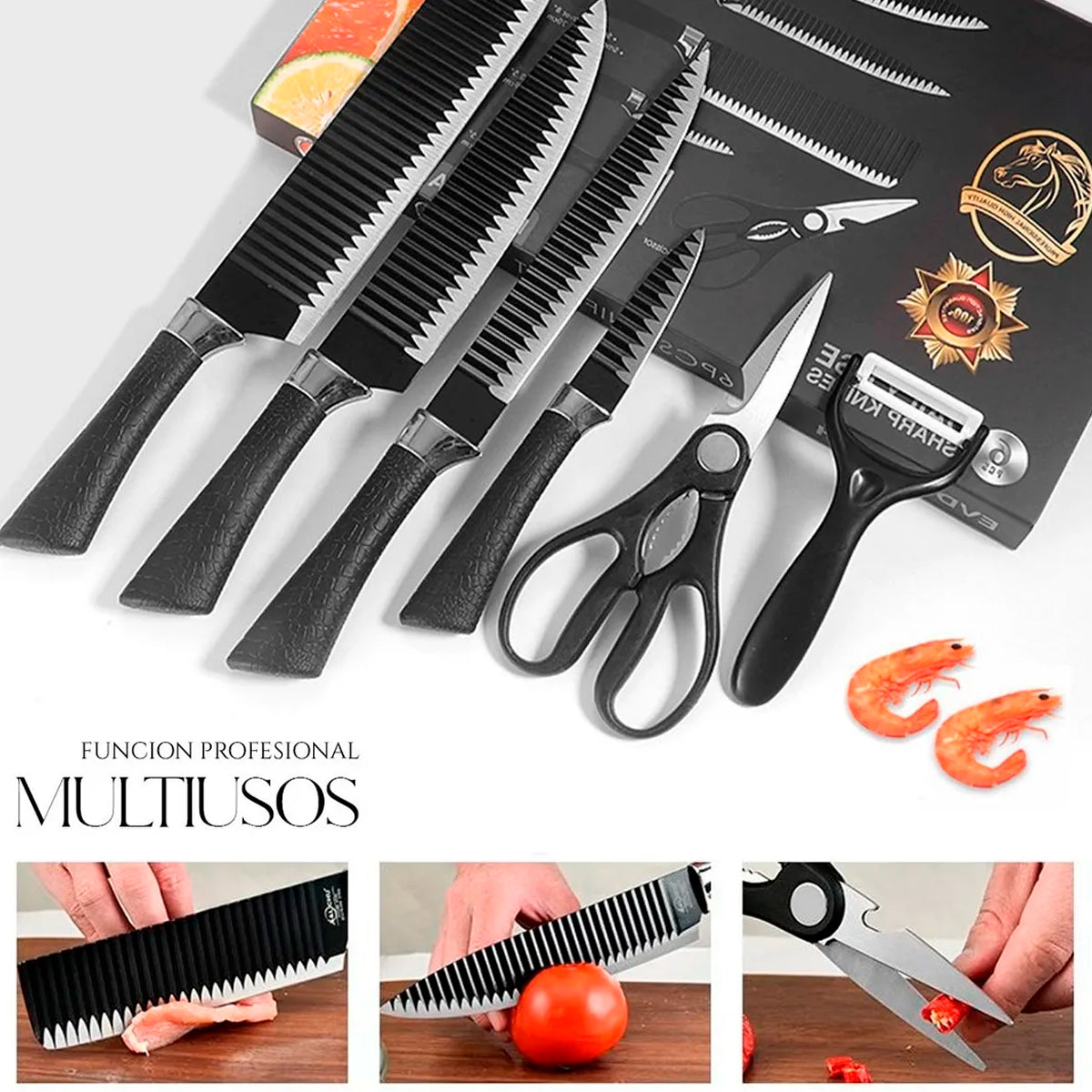 Juego De Cuchillos 6 Pz Cocina Profesional Acero Inoxidable