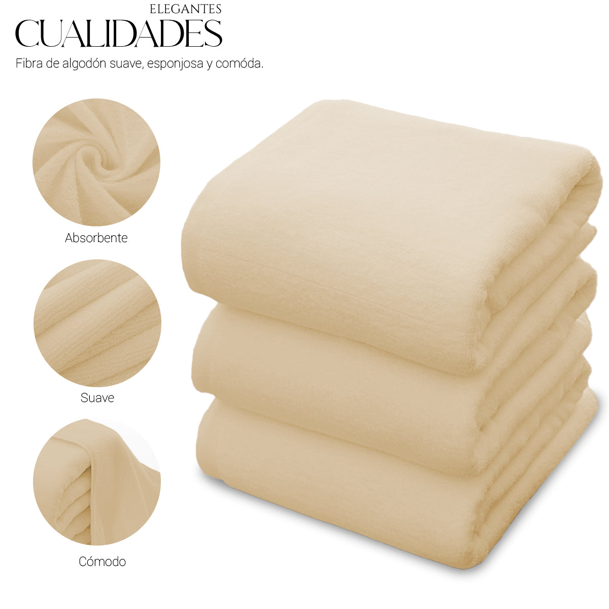 Toalla De Baño Grande Completo 100% Algodón Suave