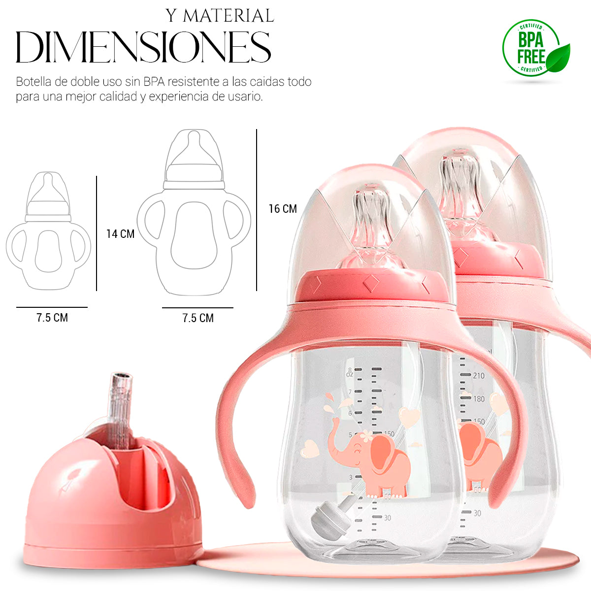 Kit 2 Biberones Multiusos Antiderrame Bebe Mamila