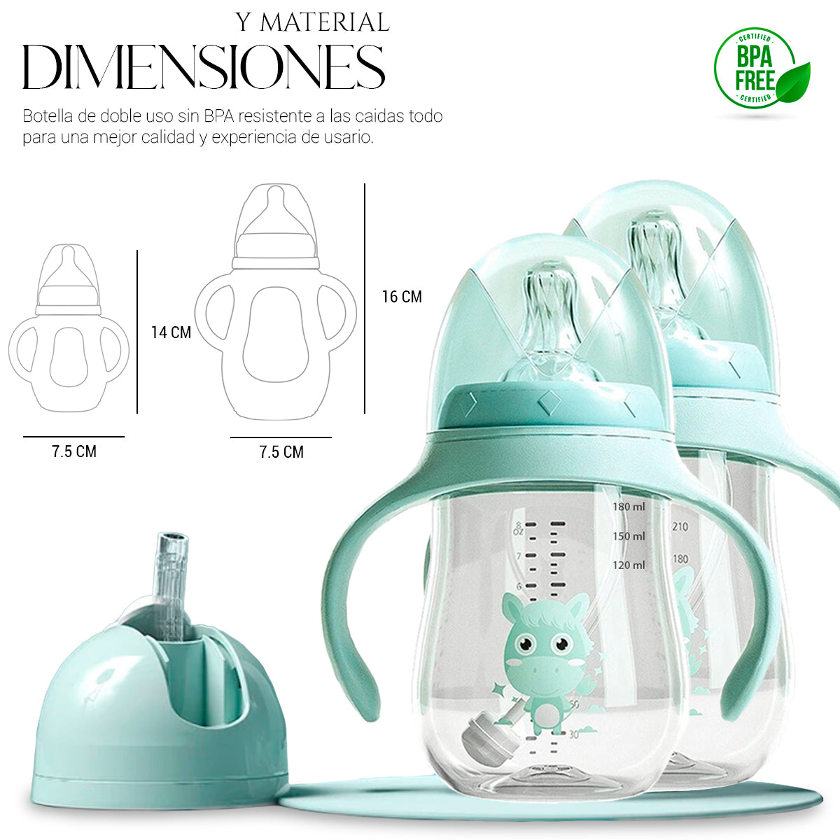 Kit 2 Biberones Multiusos Antiderrame Bebe Mamila