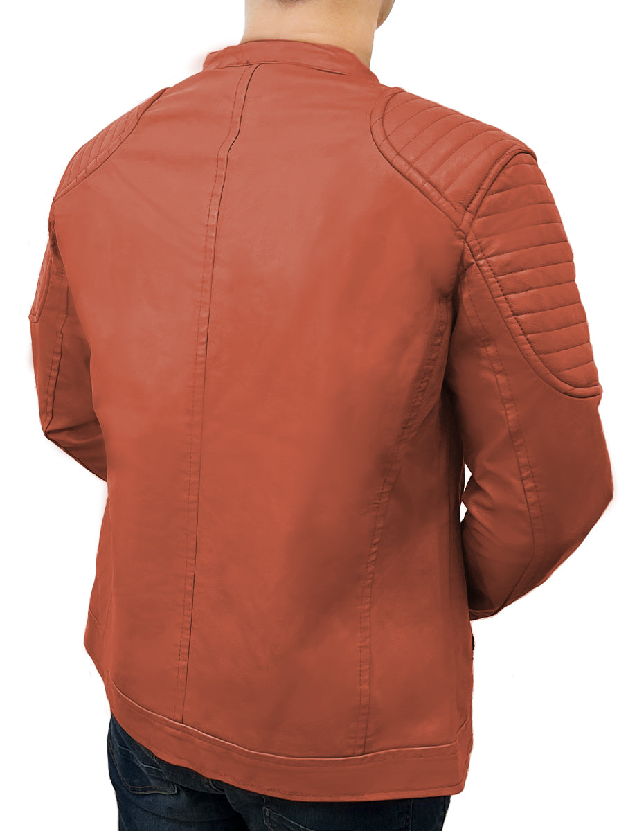 Chamarra Vinipiel Hombre Biker Chaqueta Impermeable Estilo Casual