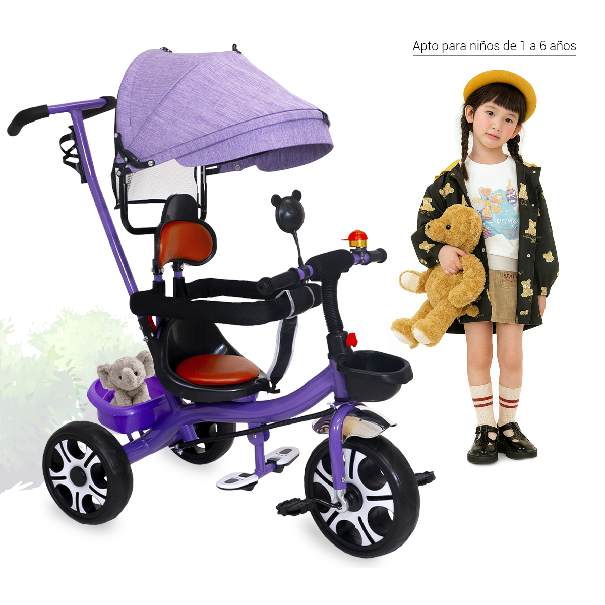 Triciclo Bicicleta Infantil Carriola Bebe Paseo Con Cajuela