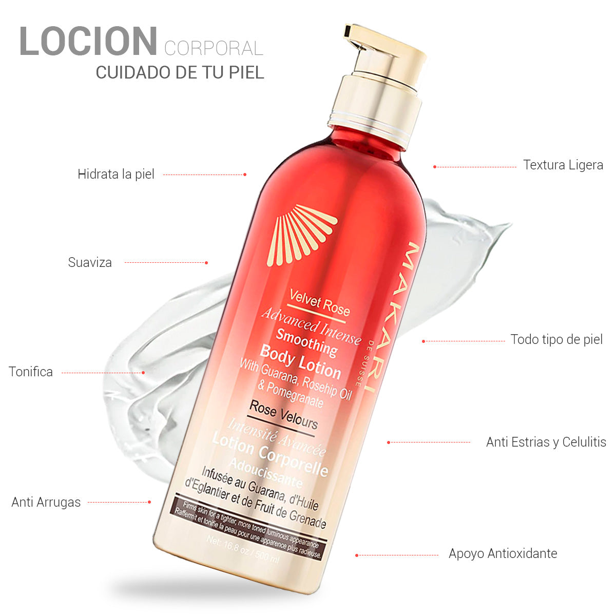 Loción Corporal Suavizante Velvet Rose Makari