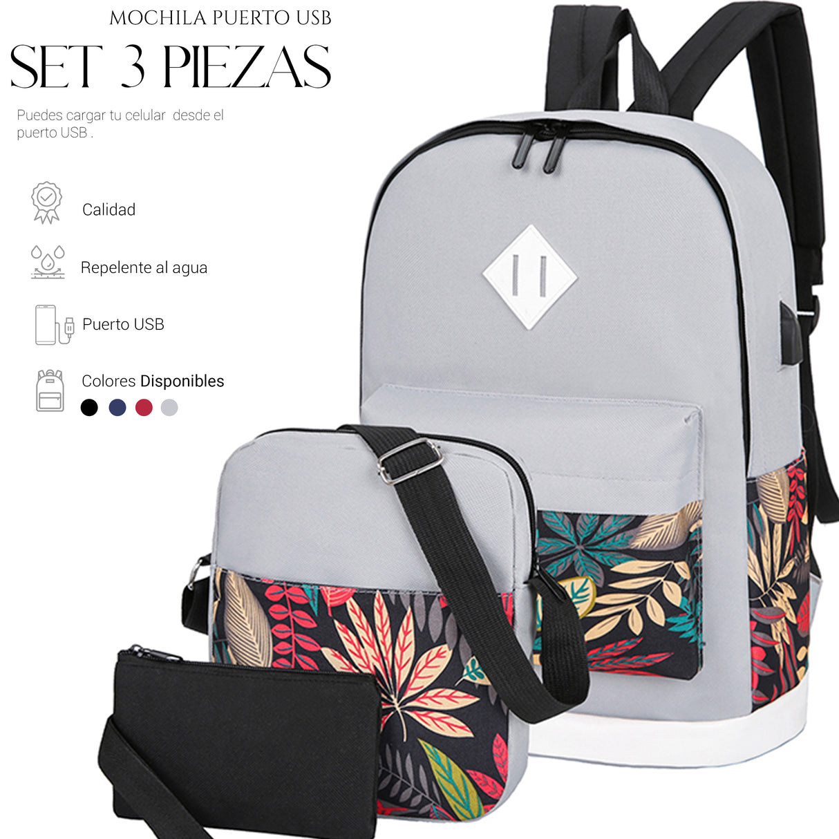 Set Mochila Backpack (3pzas)