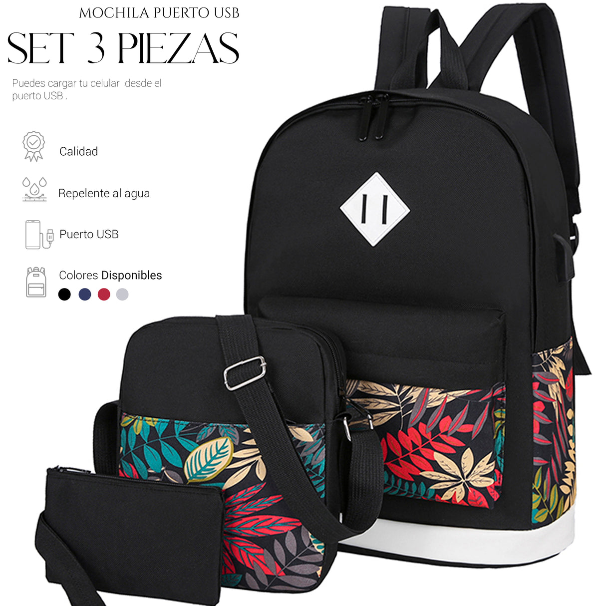 Set Mochila Backpack (3pzas)