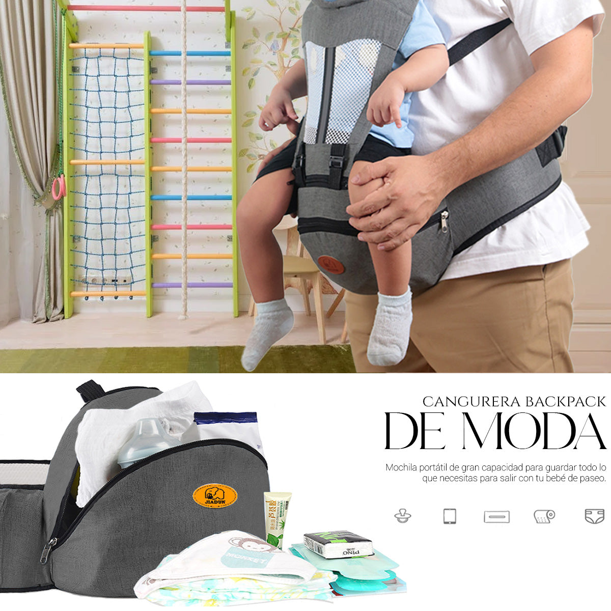 Mochila Cangurera Portabebés Ergonimica De 0-36 Meses