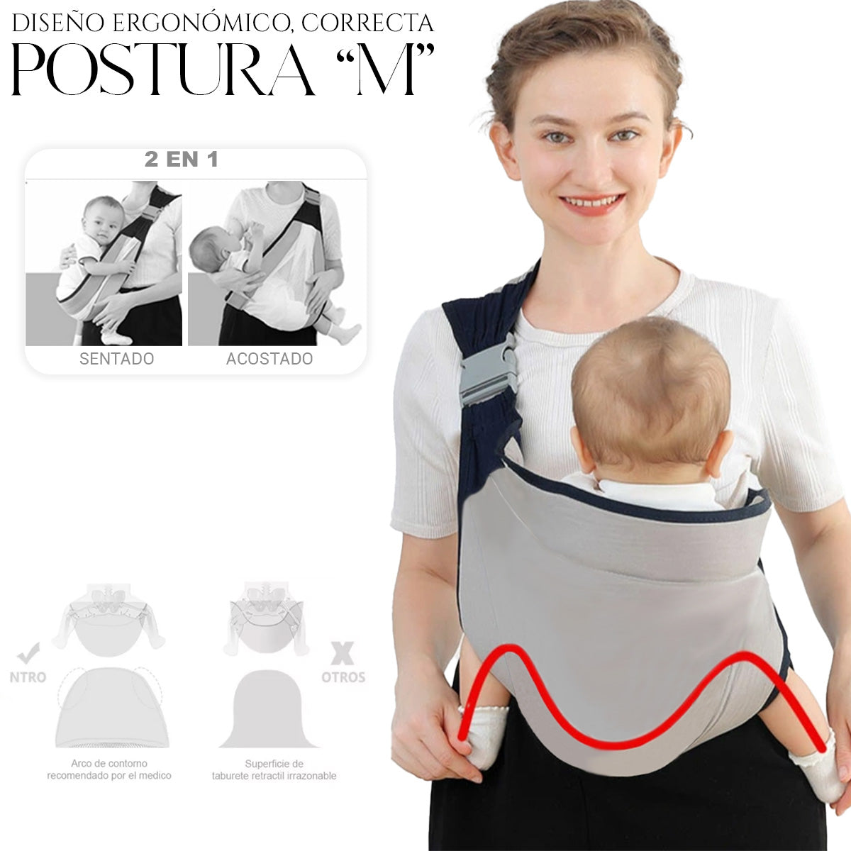 Mochila Cangurera Portabebés Morral Ergonómica Suave 03 - 36