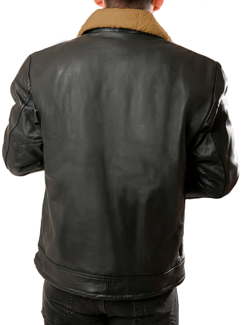 Chamarra Vinipiel Hombre Biker Chaqueta Impermeable Cuello Aborregado