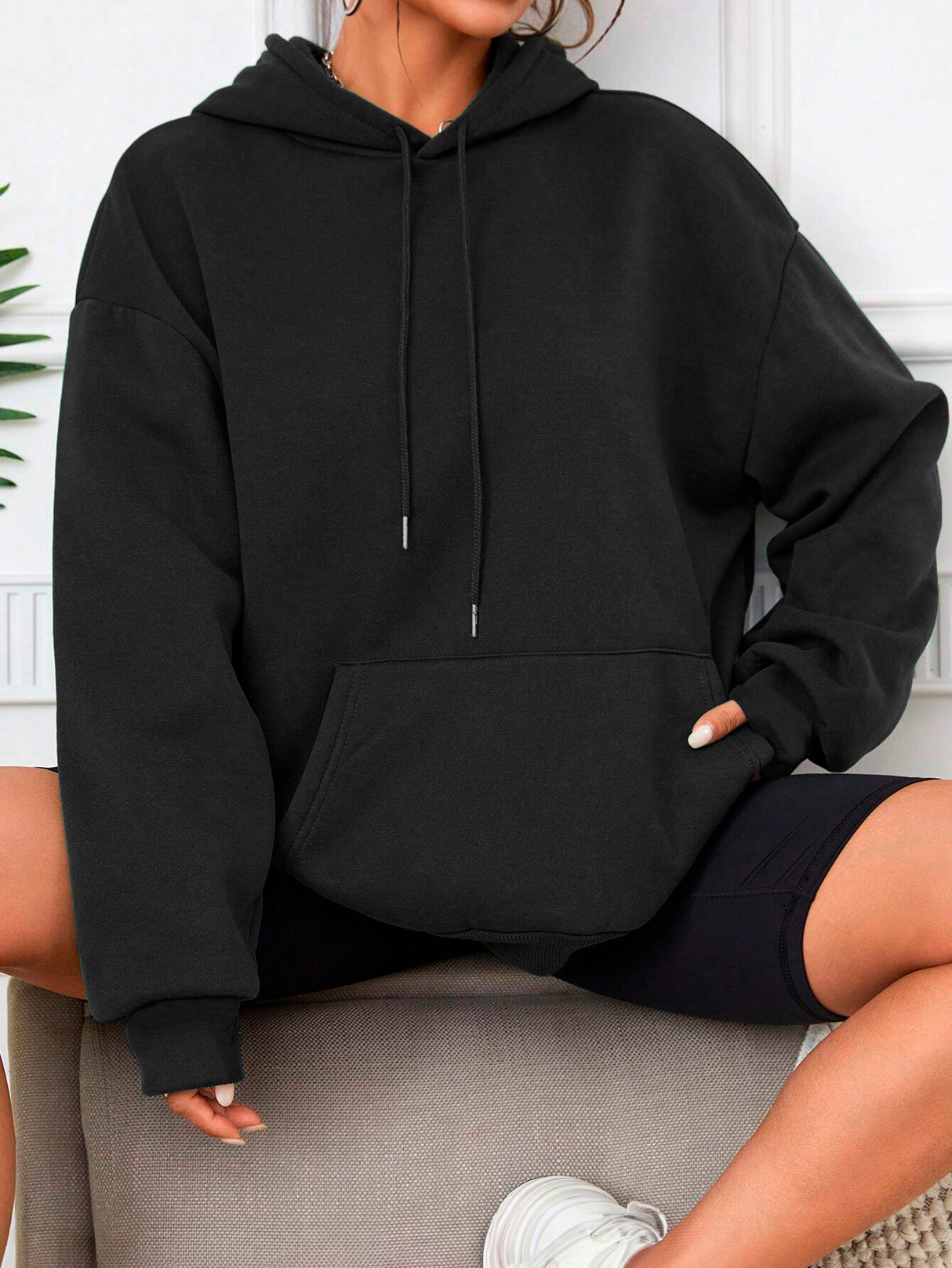 Sudadera con Capucha para Mujer Manga Larga Hoodie sin Cierre