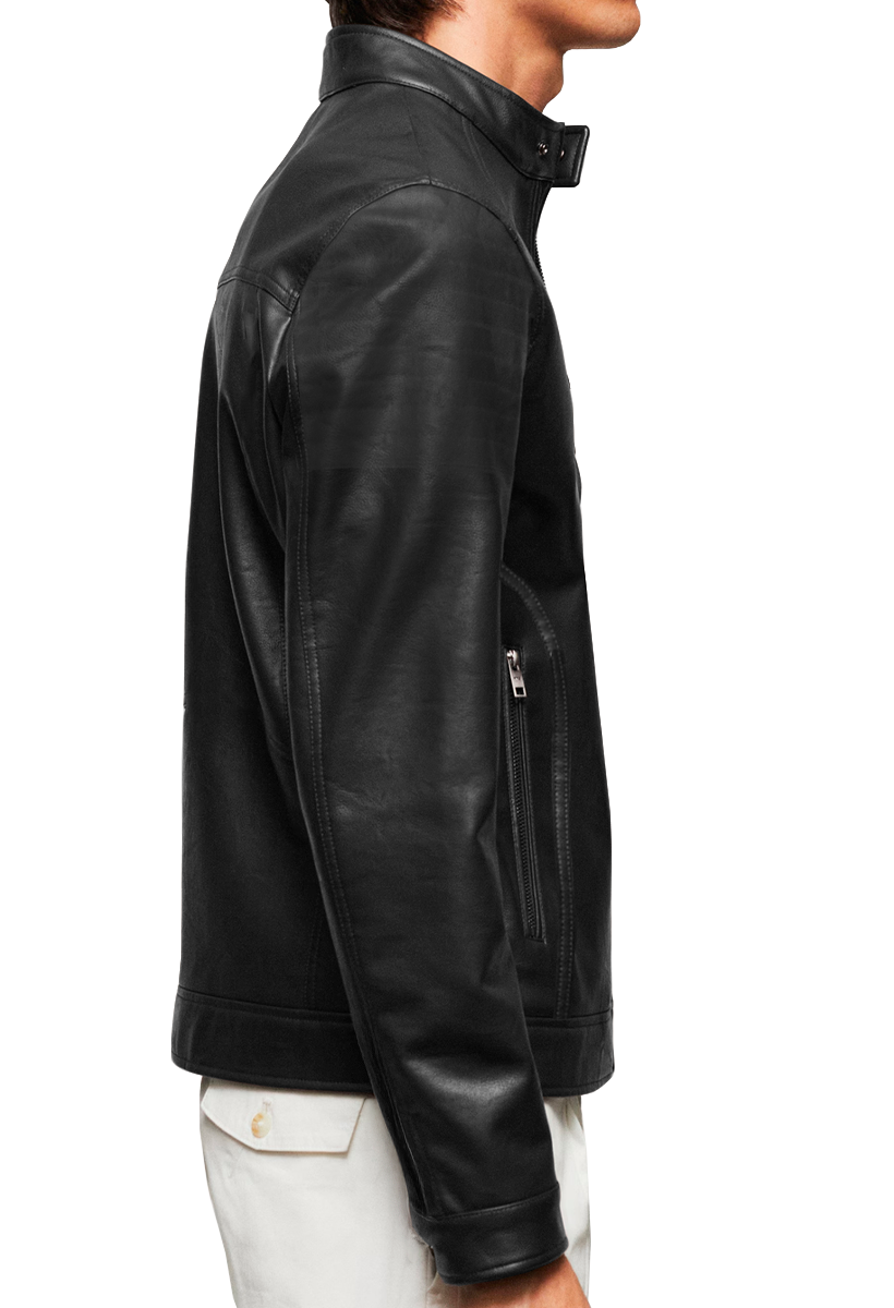 Chamarra Casual de Vinipiel Hombre Chaqueta Biker Impermeable Estilo Urbano