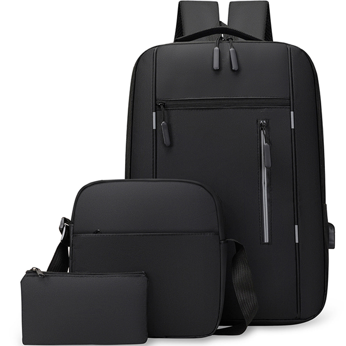Set Mochila Backpack Con Puerto Usb (3pzas)