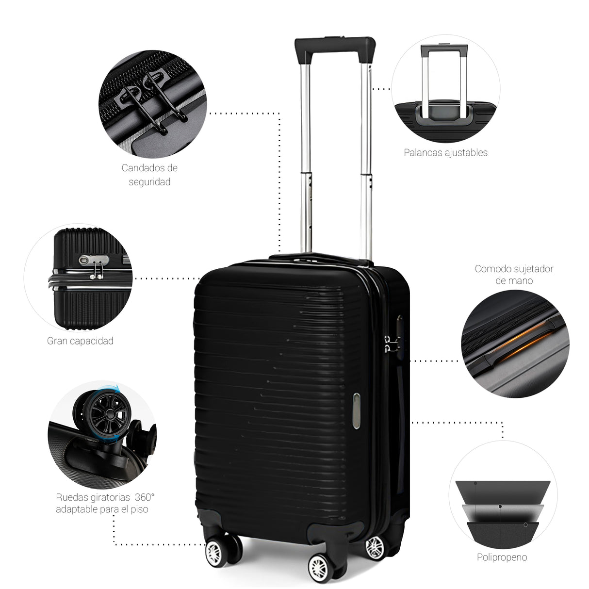 Maleta de Viaje de Mano A Bordo Con Candado De Seguridad