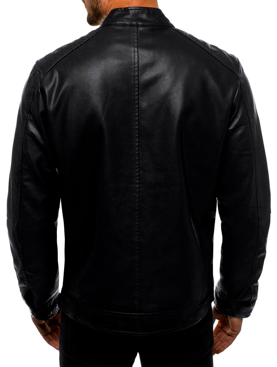 Chamarra Impermeable de Vinipiel para Hombre Chaqueta Biker Estilo Urbano