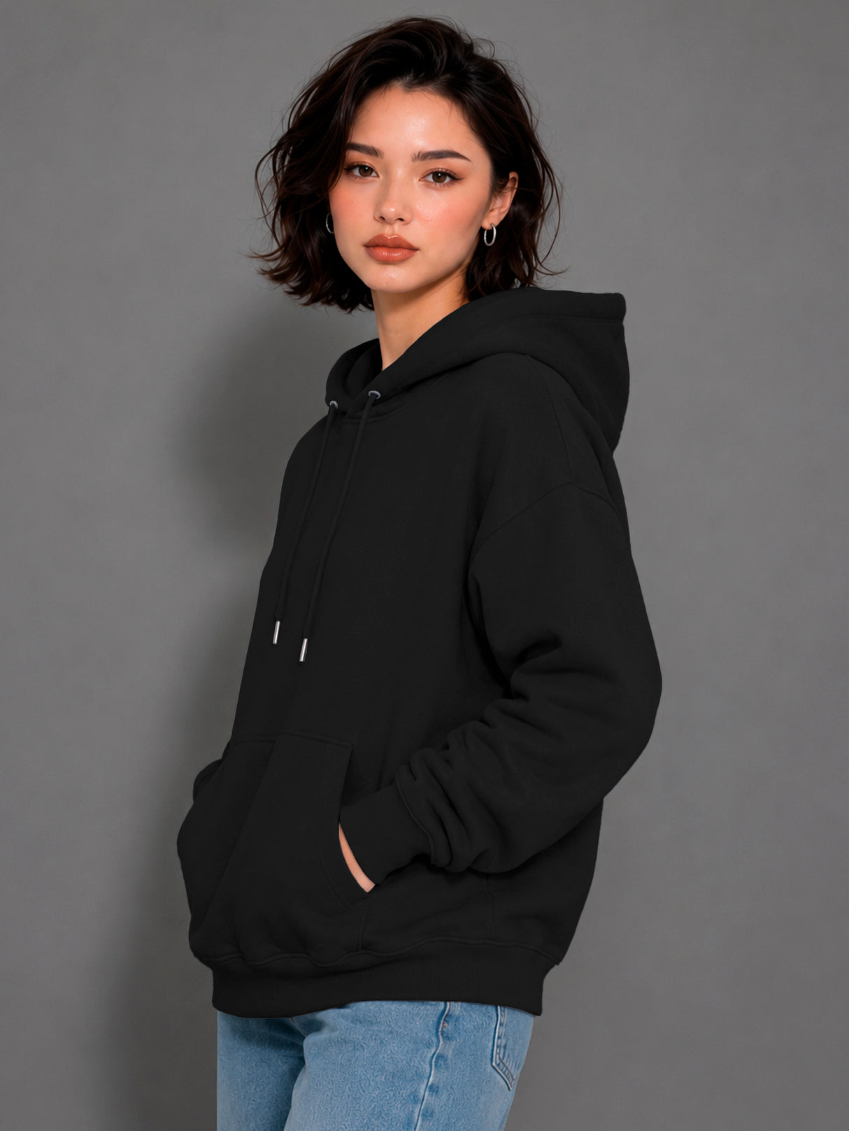 Sudadera con Capucha para Mujer Manga Larga Hoodie sin Cierre