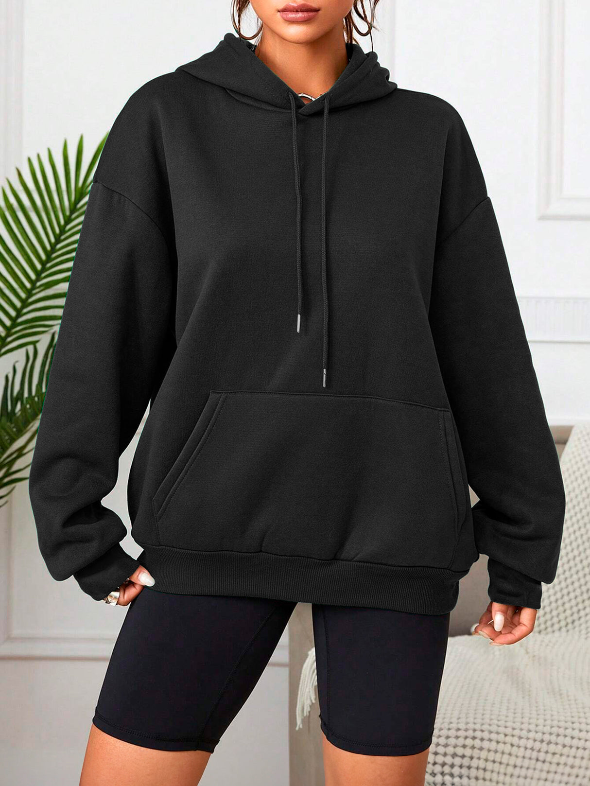 Sudadera con Capucha para Mujer Manga Larga Hoodie sin Cierre