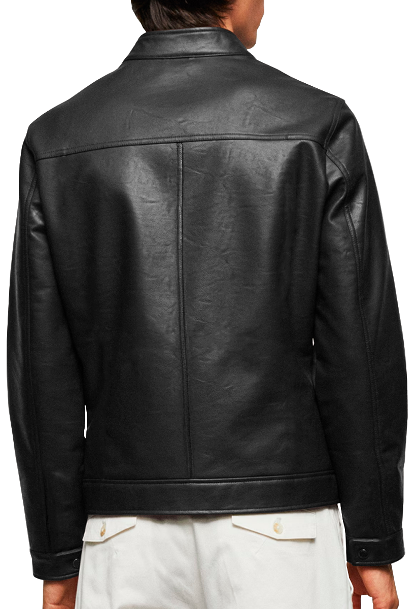 Chamarra Casual de Vinipiel Hombre Chaqueta Biker Impermeable Estilo Urbano