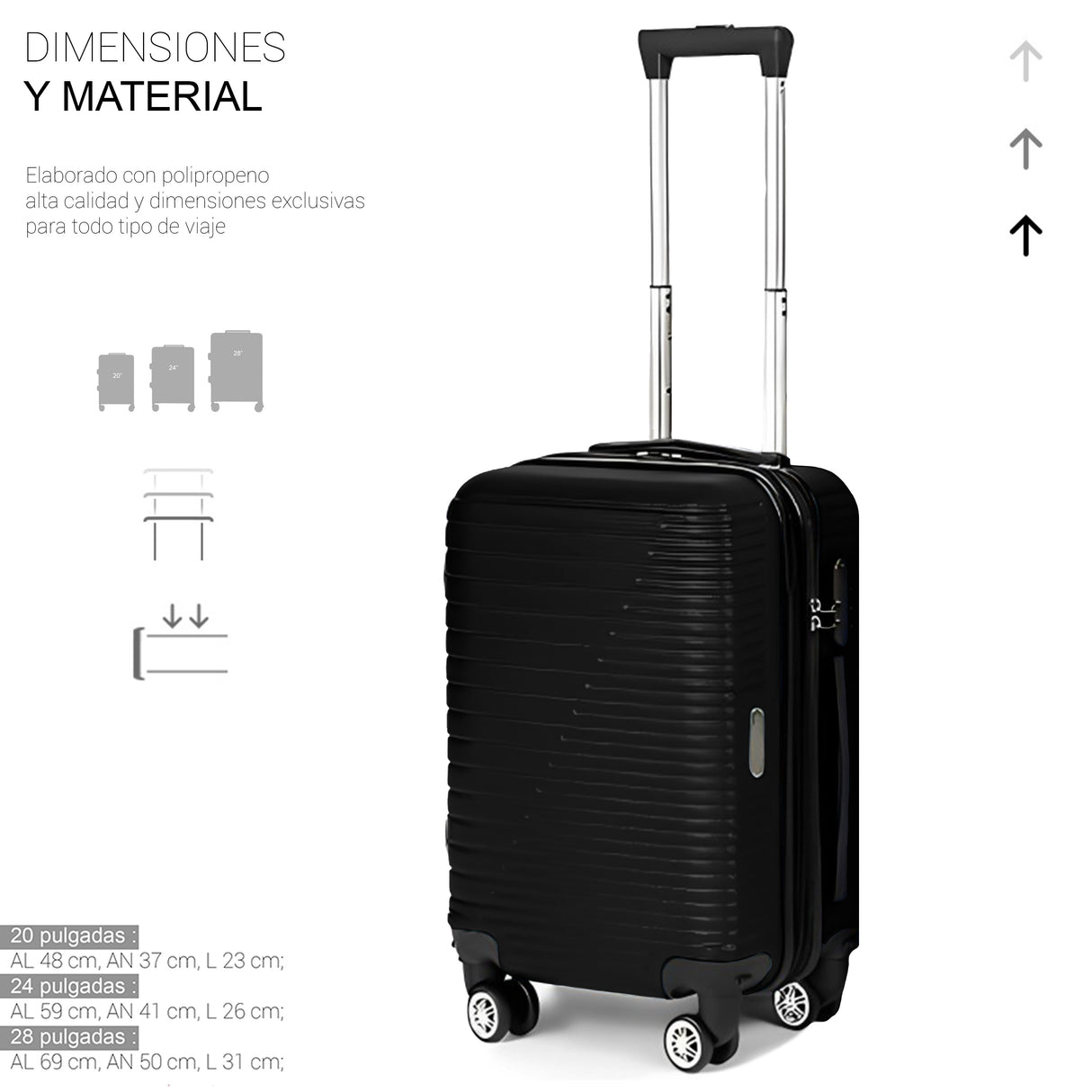 Maleta de Viaje de Mano A Bordo Con Candado De Seguridad