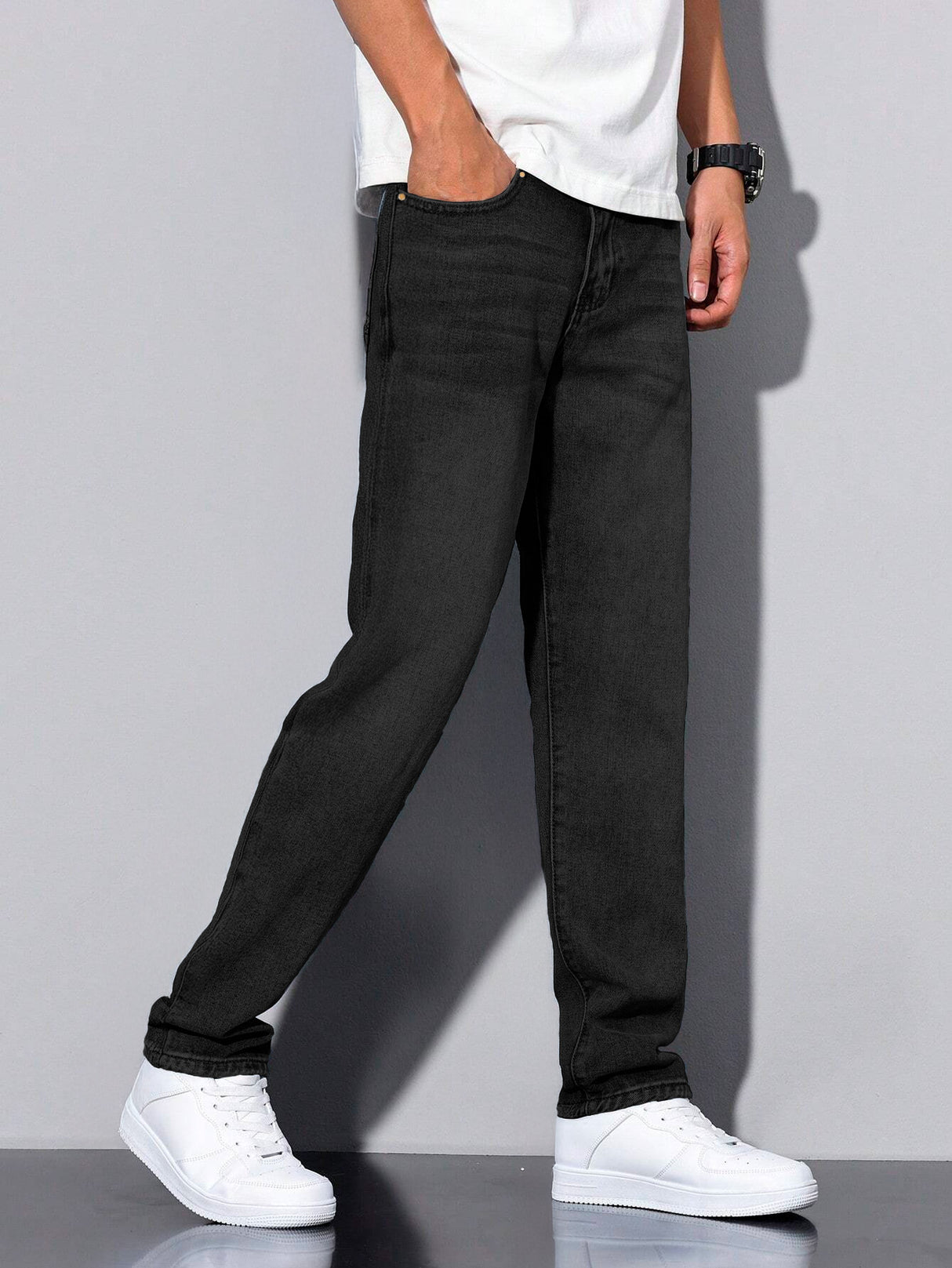 Jeans Clasico Para hombre Pantalon de Mezclilla Corte Regular Recto Slim