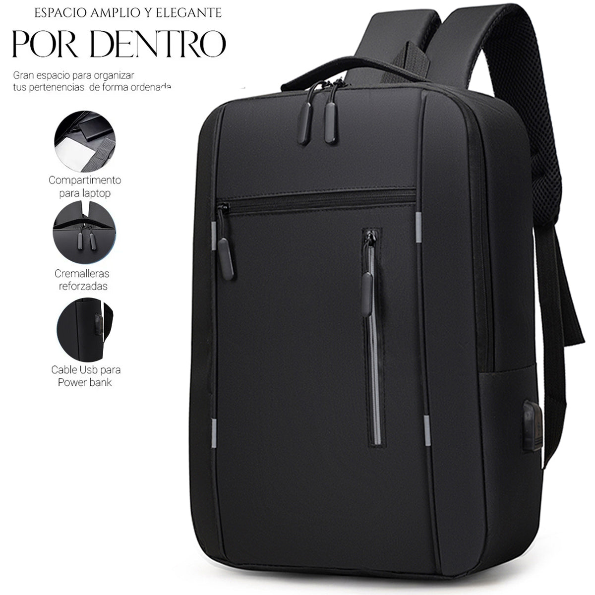Set Mochila Backpack Con Puerto Usb (3pzas)