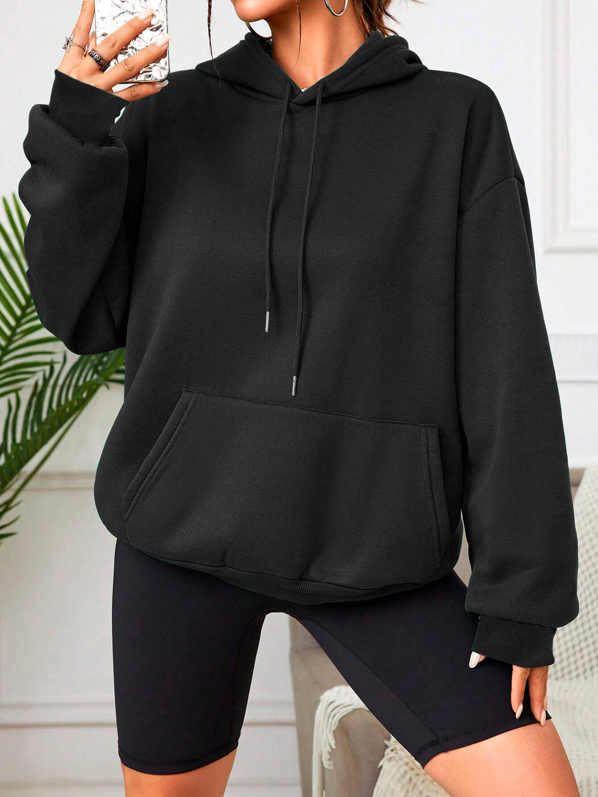 Sudadera con Capucha para Mujer Manga Larga Hoodie sin Cierre