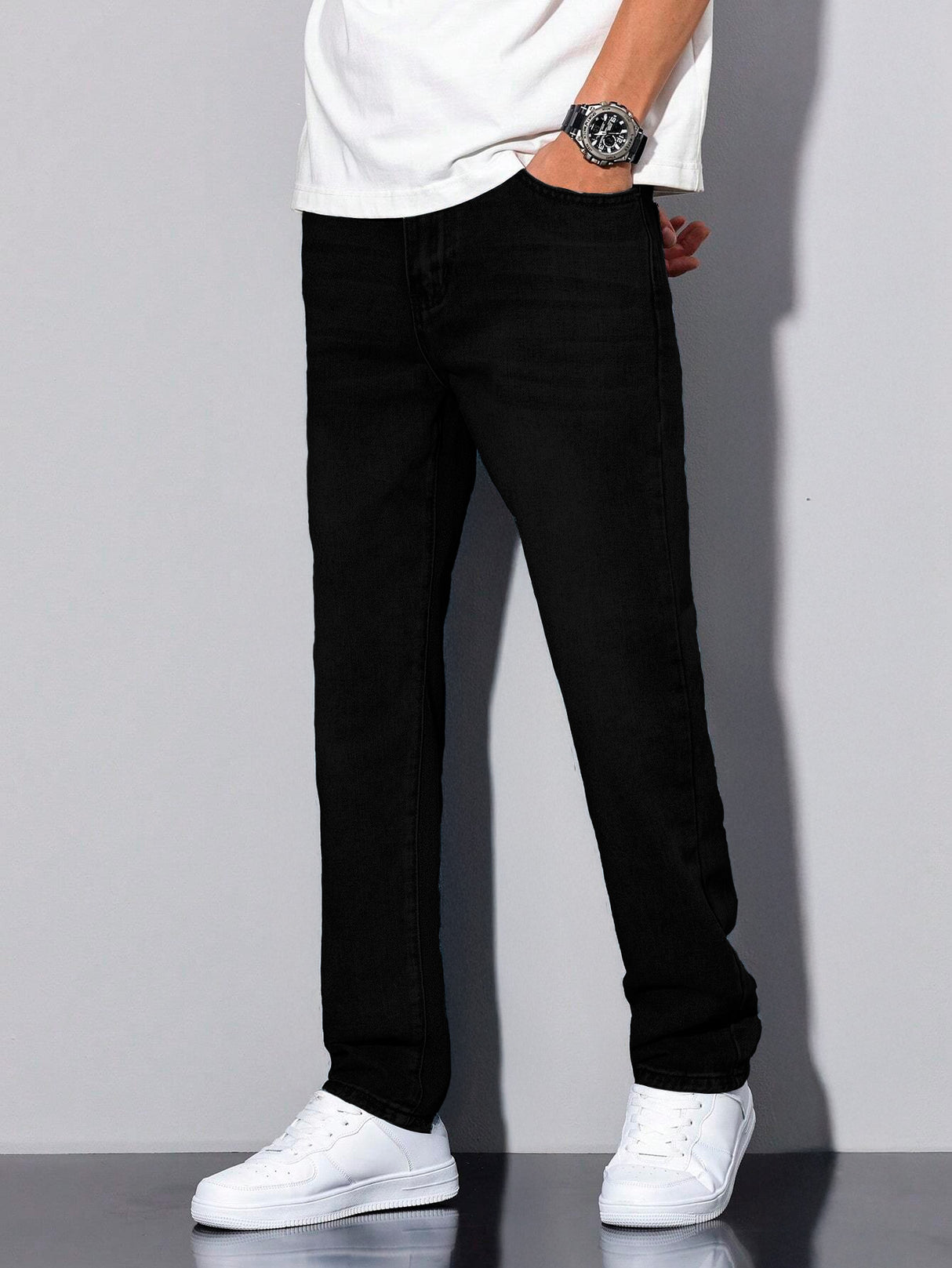 Jeans Clasico Para hombre Pantalon de Mezclilla Corte Regular Recto Slim