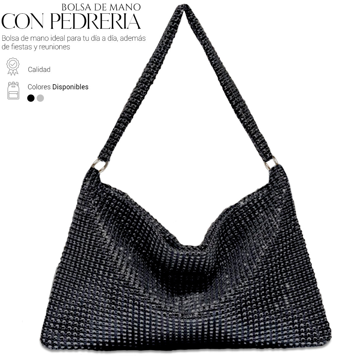 Bolso De Mano Con Pedrería De Cristales Brillantes De Noche