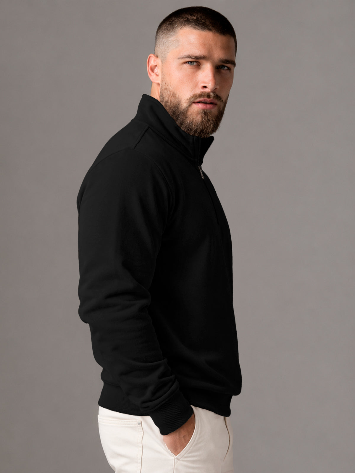 Sudadera Para Hombre Con Media Cierro en Cuello
