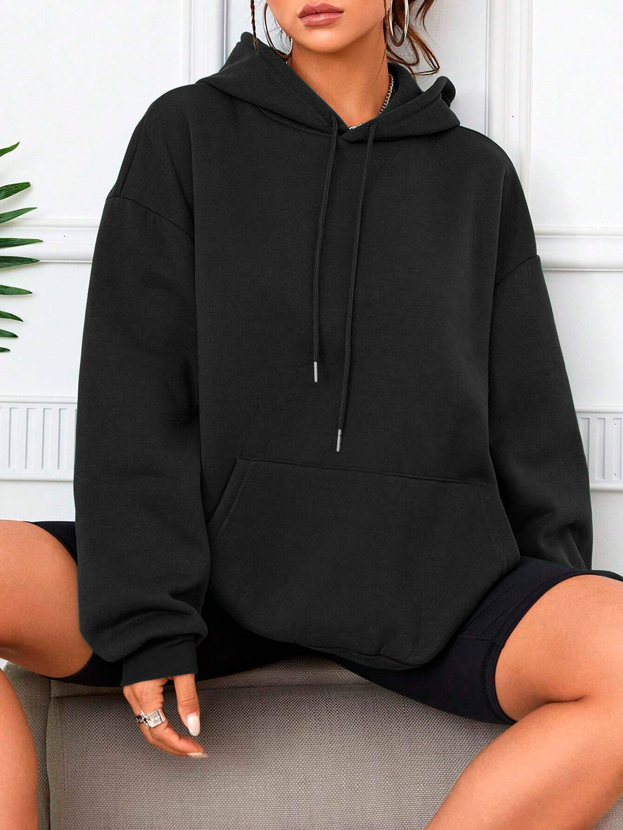 Sudadera con Capucha para Mujer Manga Larga Hoodie sin Cierre
