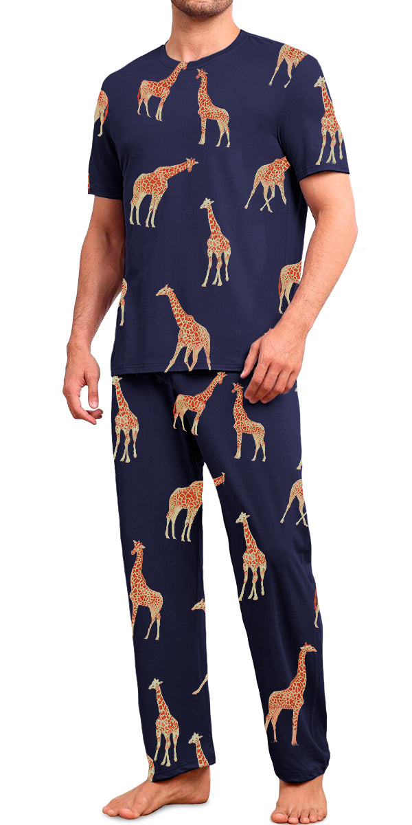 Conjunto de Pijama Para Hombre Elegante Camisa Pantalon Comodo para Dormir