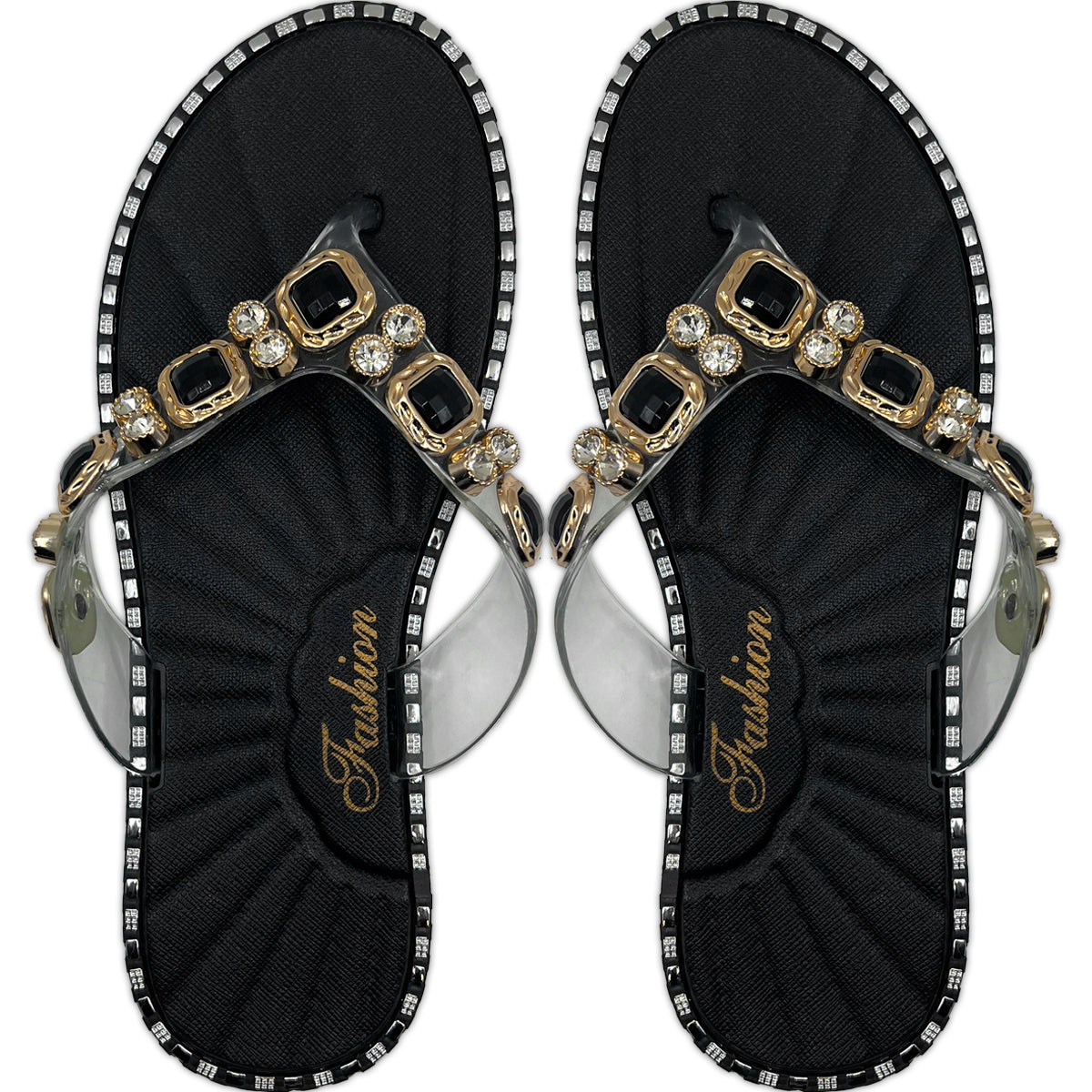 Sandalia Elegante Con Pedrería De Cristales Brillantes