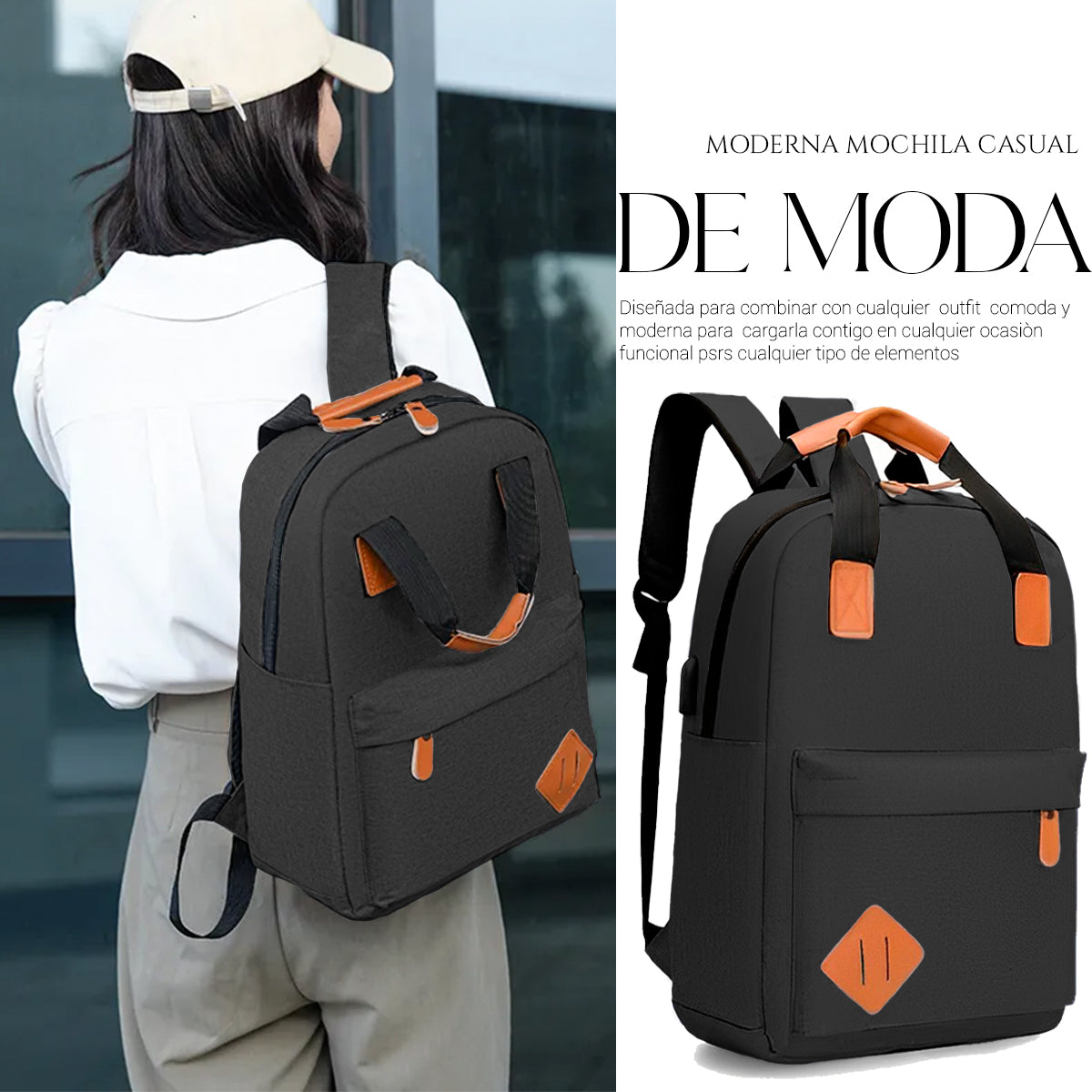 Mochila Backpack Impermeable Set De 3pzs Con Riñonera Y Puerto Usb