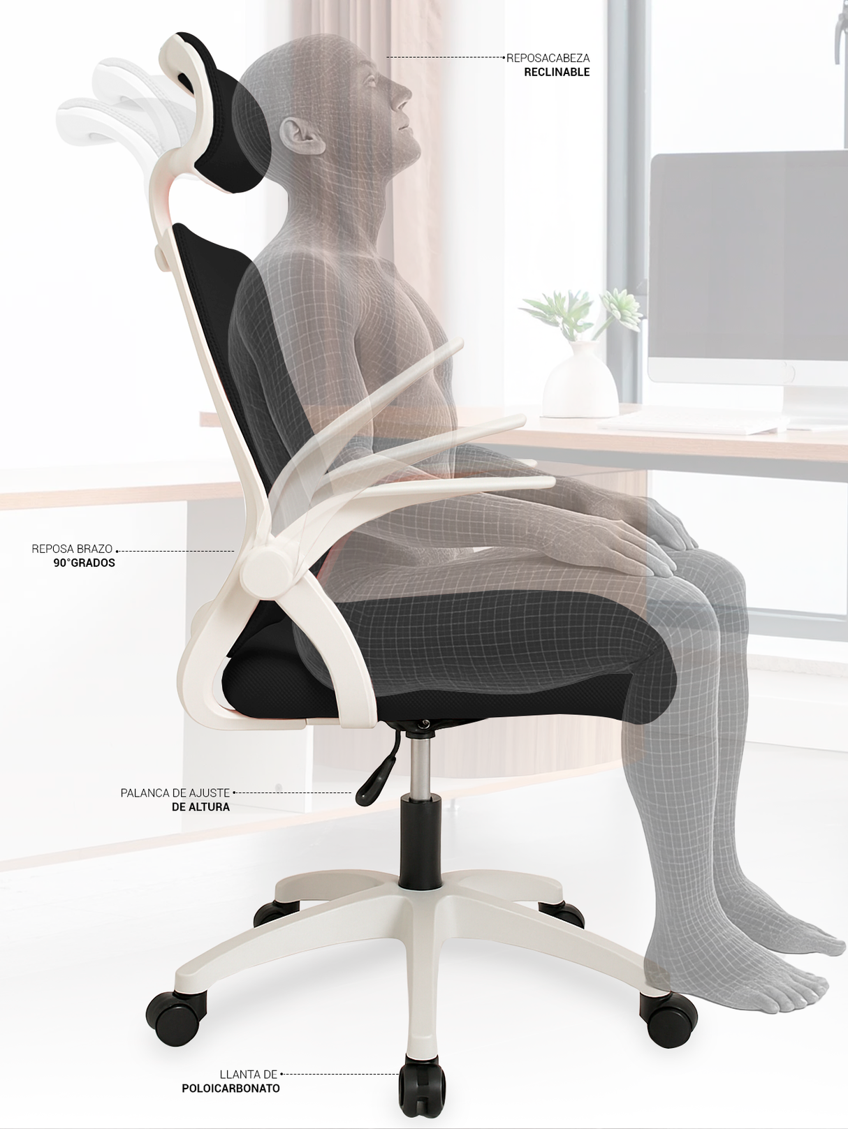 Silla Oficina Ejecutiva Ergonómica Premium Lumbar 360°