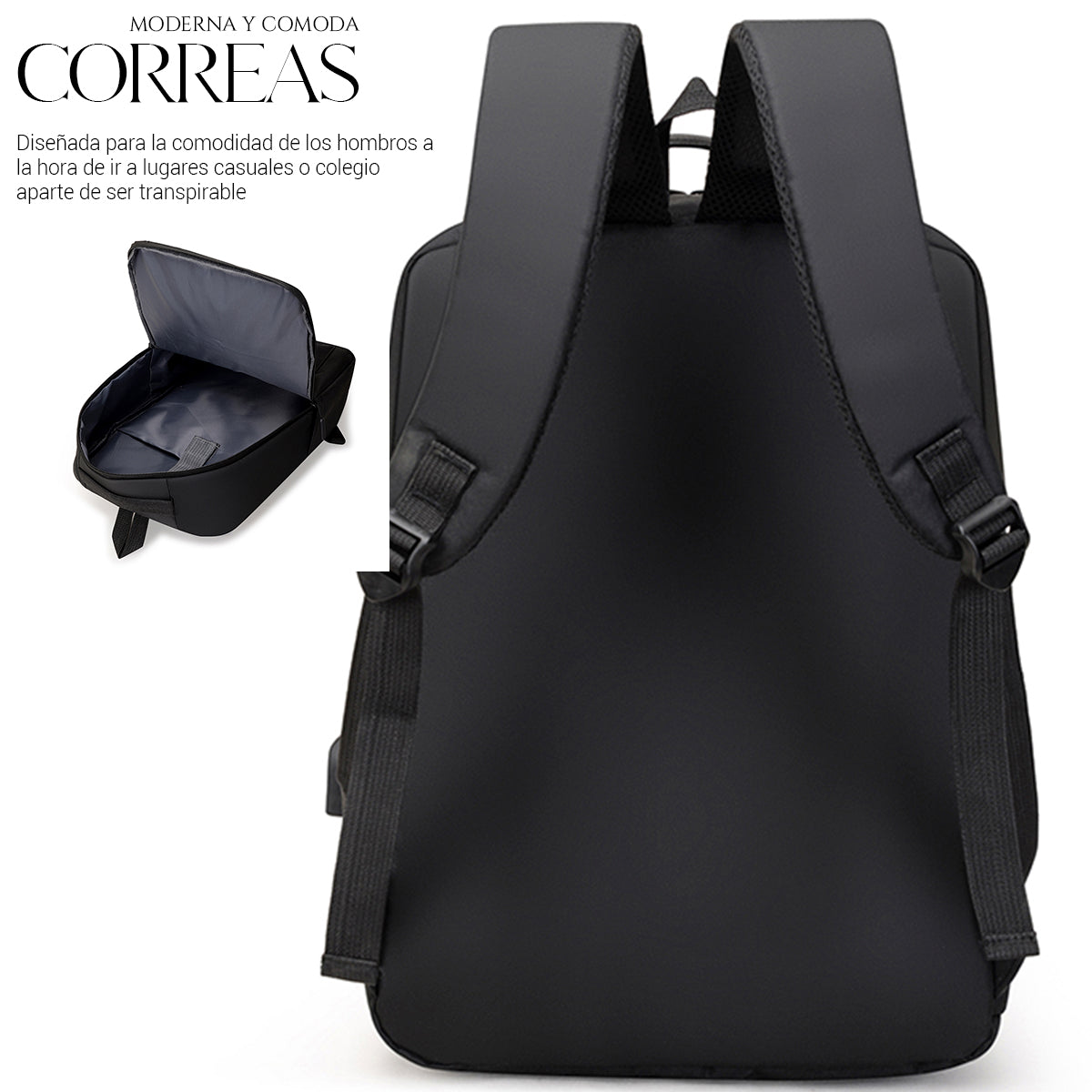 Set Mochila Backpack Con Puerto Usb (3pzas)