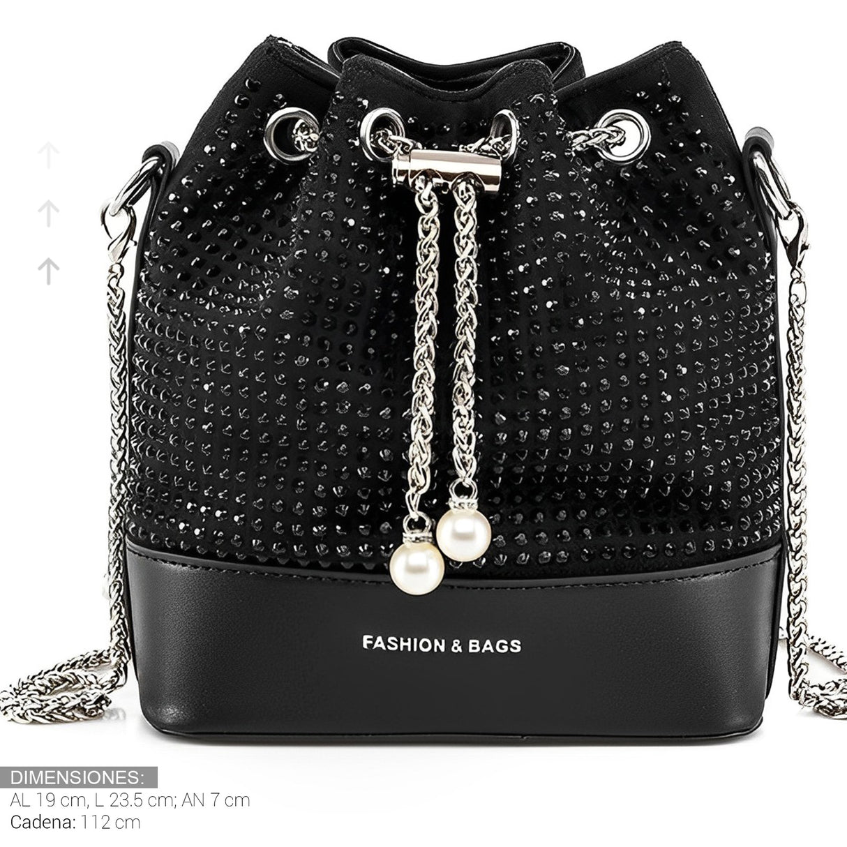 Bolso De Mano Con Pedreria De Cristales Brillantes Tipo Piel