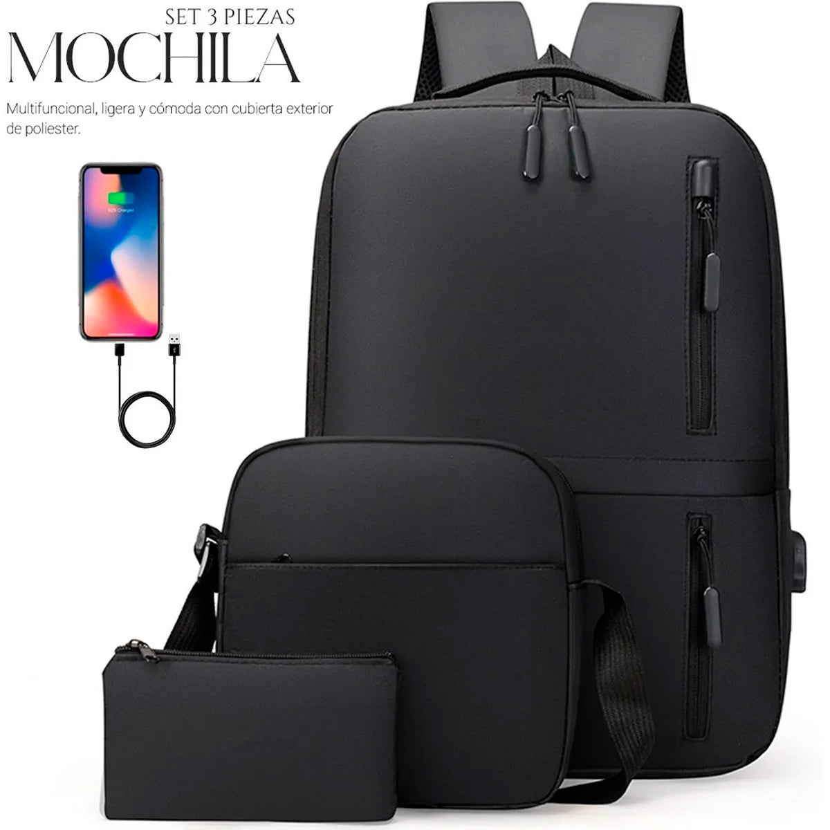 Set Mochila Backpack (3pzas)