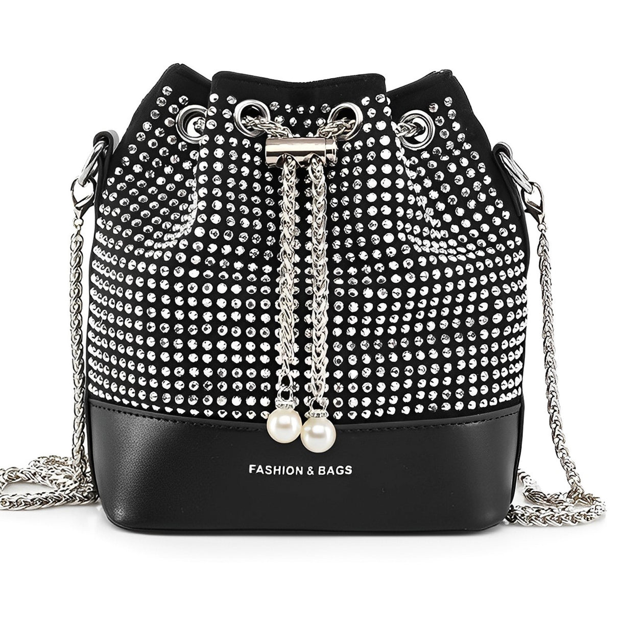 Bolso De Mano Con Pedreria De Cristales Brillantes Tipo Piel