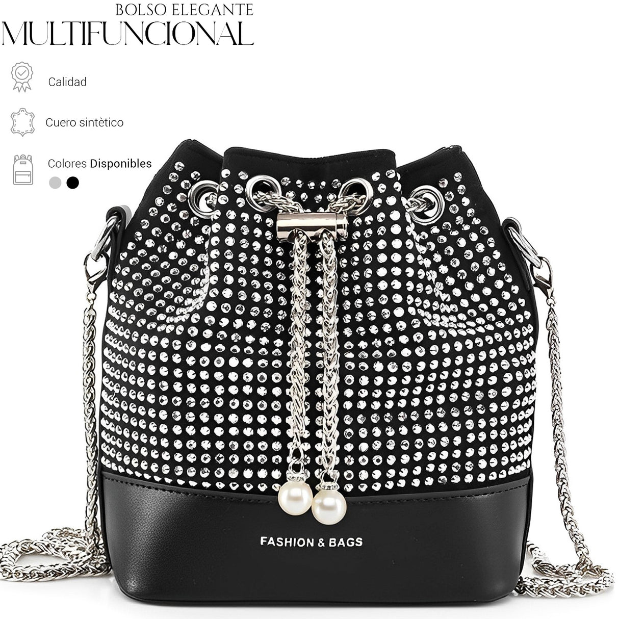 Bolso De Mano Con Pedreria De Cristales Brillantes Tipo Piel