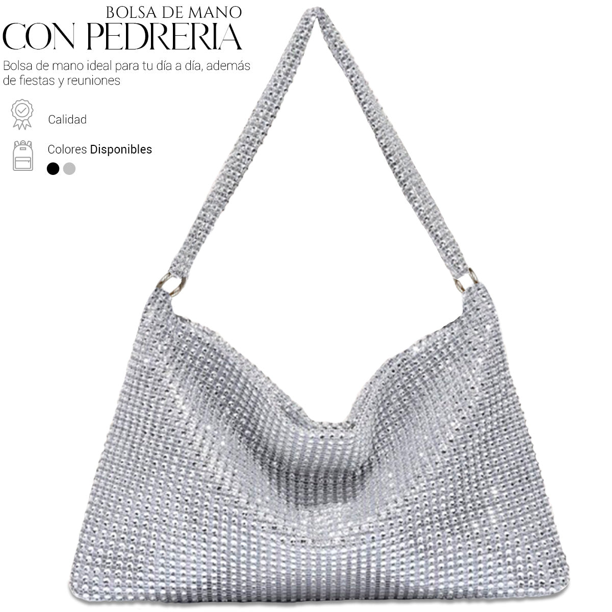 Bolso De Mano Con Pedrería De Cristales Brillantes De Noche