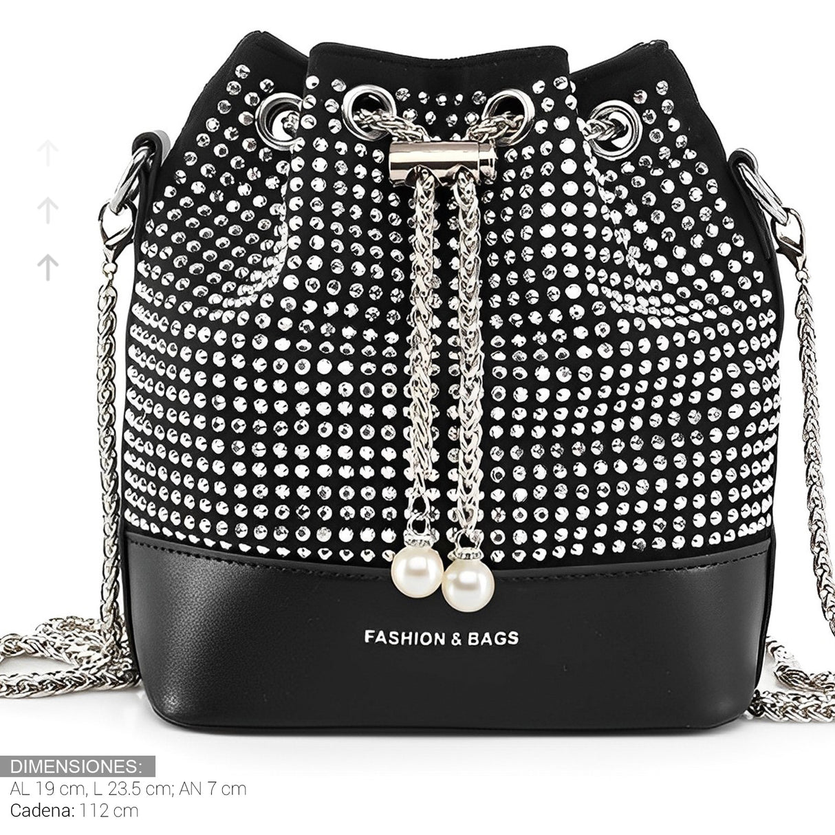 Bolso De Mano Con Pedreria De Cristales Brillantes Tipo Piel