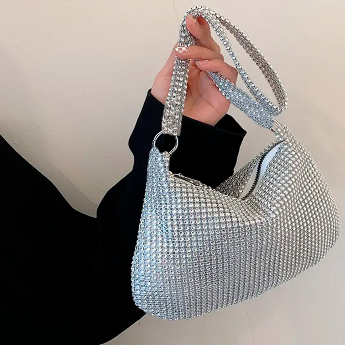 Bolso De Mano Con Pedrería De Cristales Brillantes De Noche