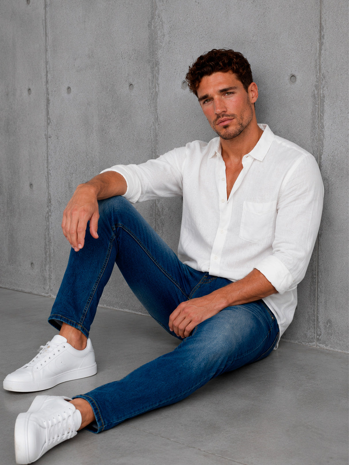 Jeans Hombre Slim Fit Mezclilla Stretch Pantalón De Mezclilla Azul Clásico Deslavado