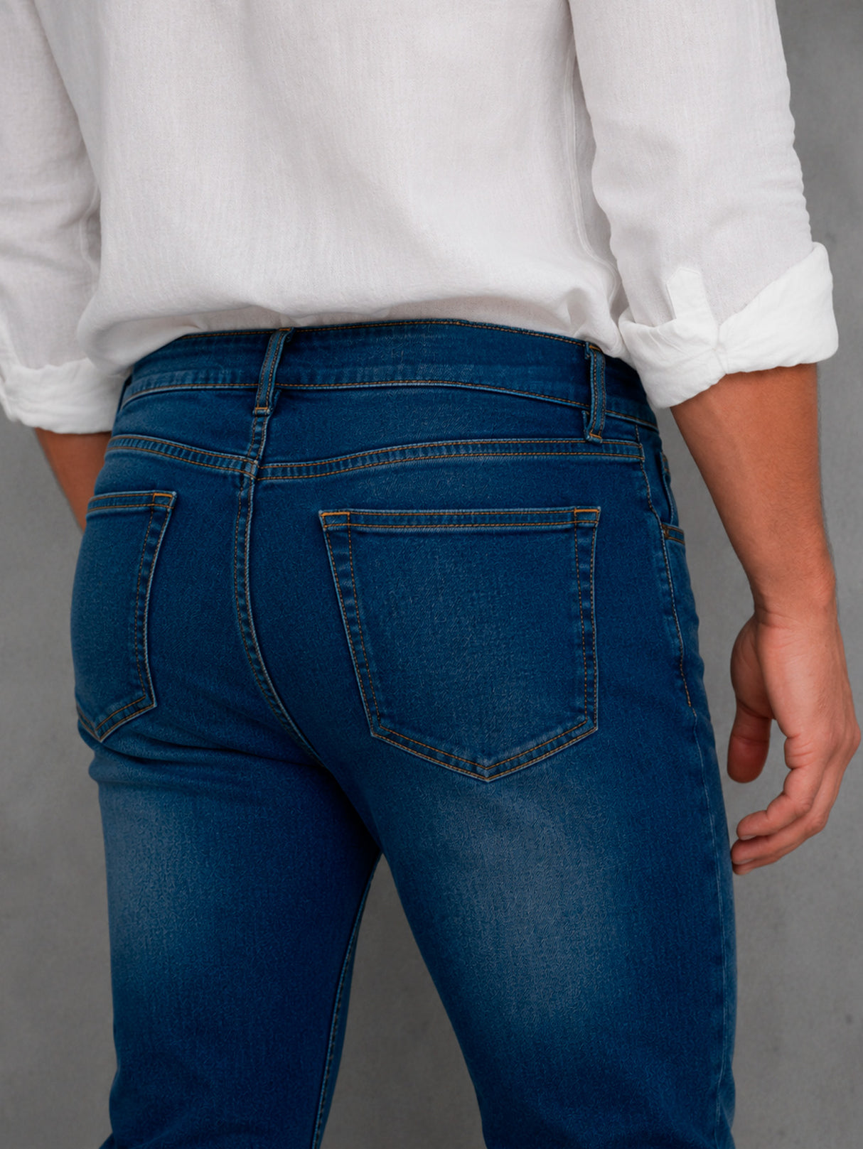 Jeans Hombre Slim Fit Mezclilla Stretch Pantalón De Mezclilla Azul Clásico Deslavado