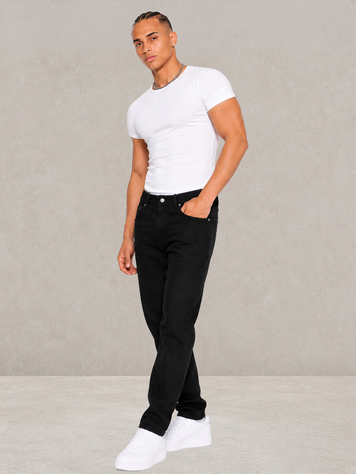 Jeans Caballero Recto Slim Fit Mezclilla Premium Hombre