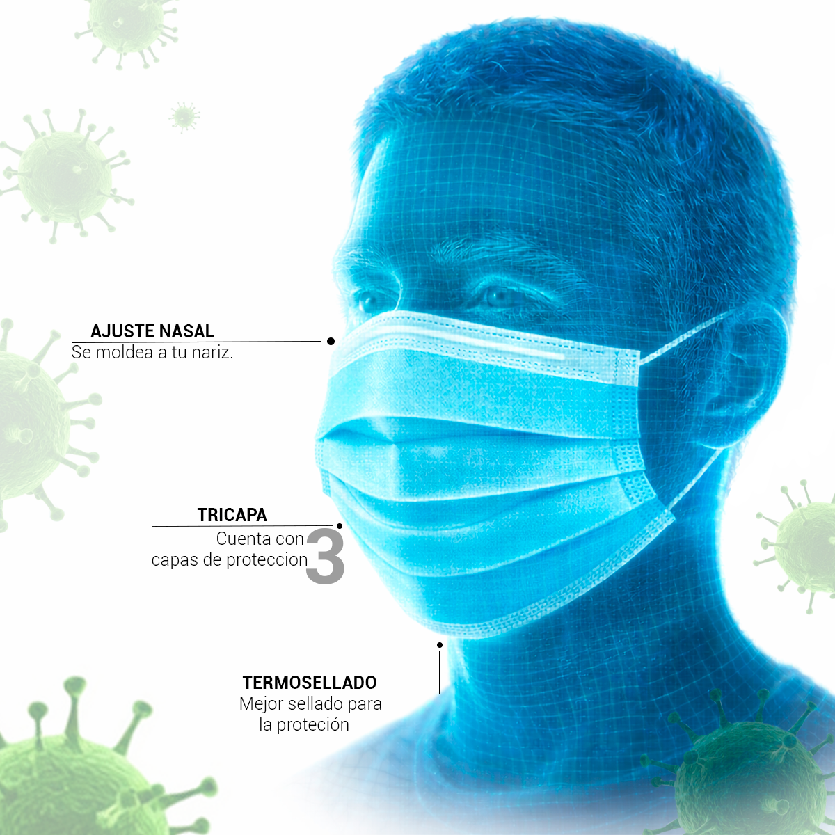 Pack Cubrebocas Tapabocas Tricapa Mascarilla Termosellado 400 Unidades